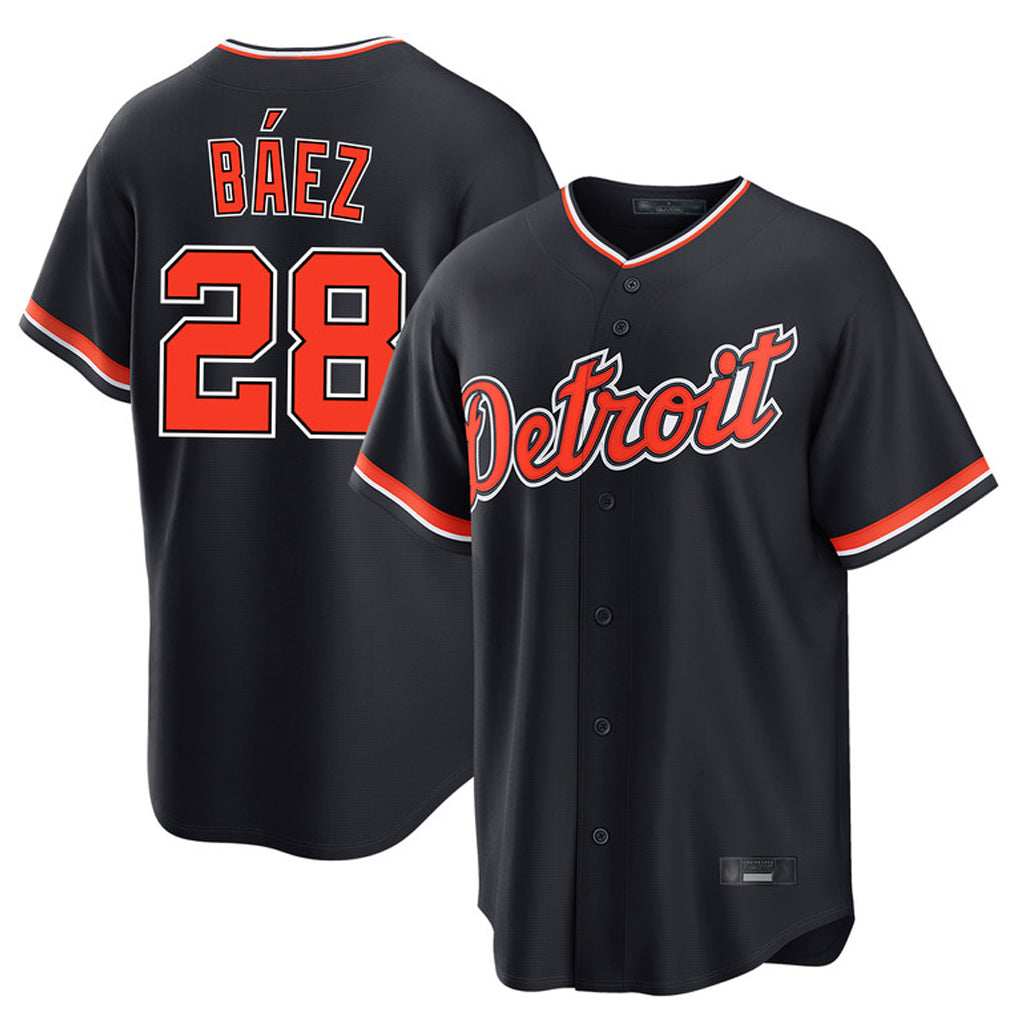 D.Tigers #28 Javier B¨¢ez Player Navy Home Game Edoa Stitched Jerseys