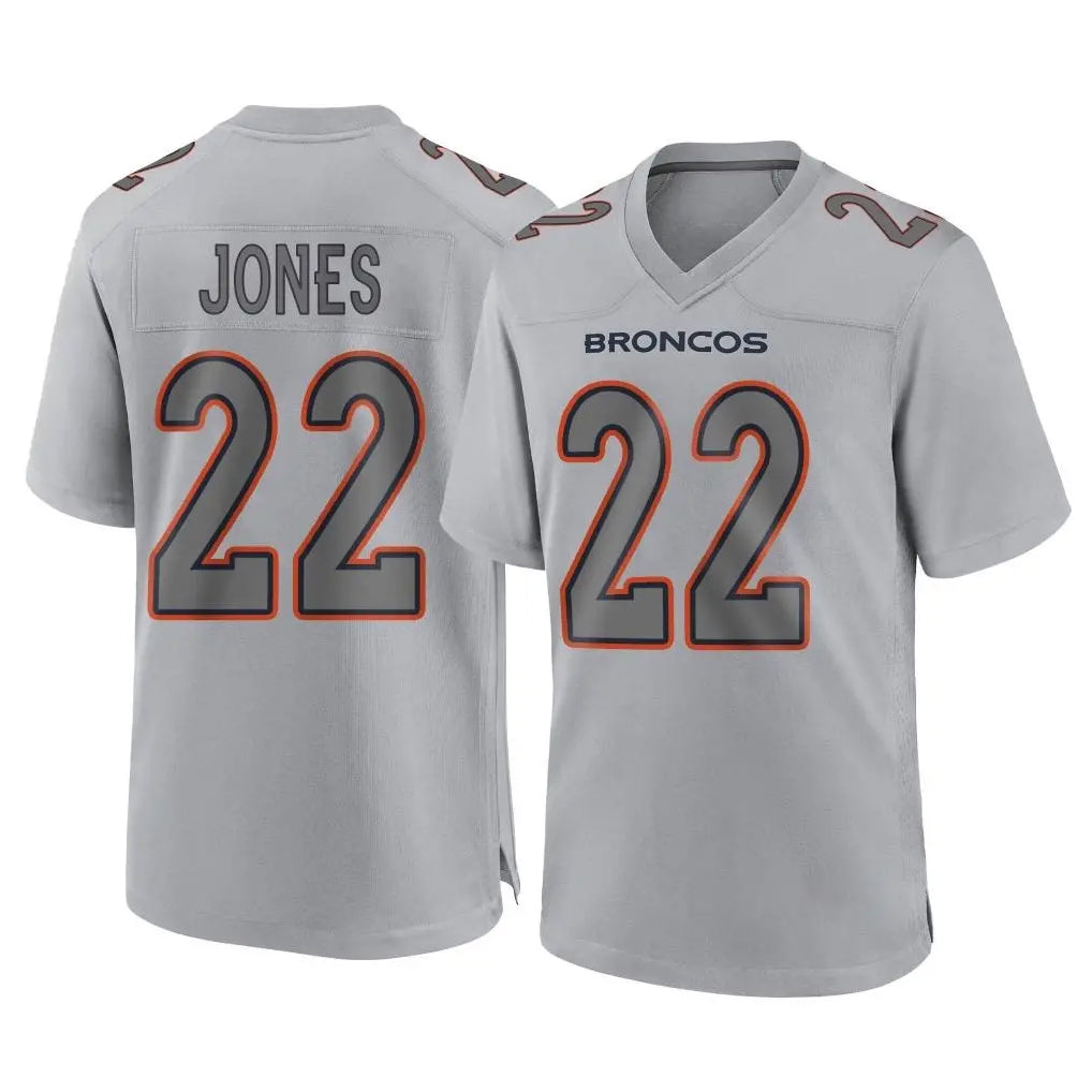 D.Broncos #22 Brandon Jones Player Gray Atmosphere Fashion Limited Game Edoa Stitched Jerseys