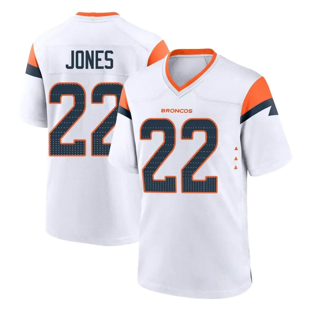 D.Broncos #22 Brandon Jones Player White Home Game Edoa Stitched Jerseys