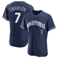 C.Cubs #7 Dansby Swanson Player Navy City Connect Limited Elite Home Edoa Stitched Jerseys