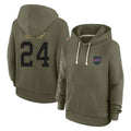 B.Bills #24 Cole Bishop Player Olive Salute to Service Hoodies Edoa Stitched Jerseys