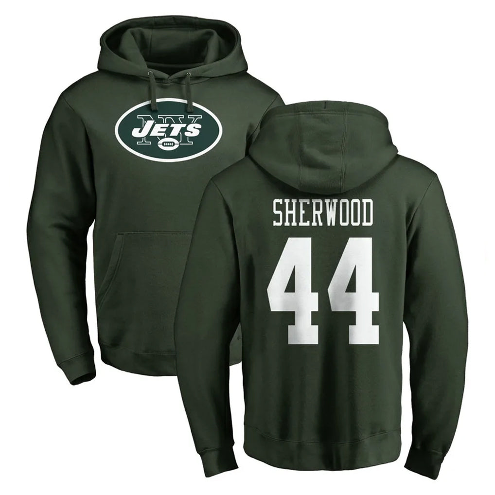 NY.Jets #44 Jamien Sherwood Player Green LOGO Pullover Hoodies Limited Game Edoa Stitched Jerseys
