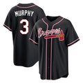 A.Braves #3 Dale Murphy Player Black Fashion Out Game Edoa Stitched Jerseys