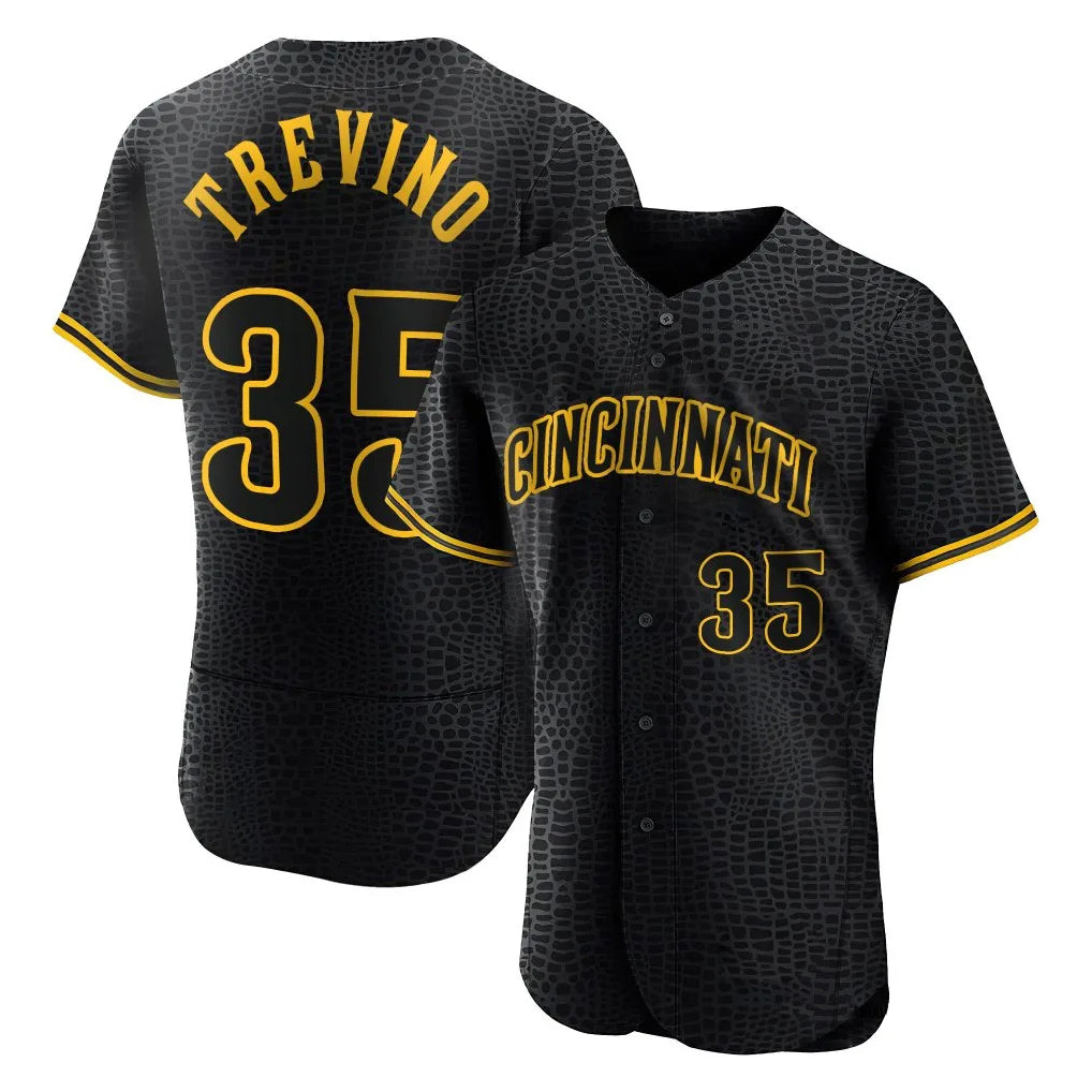 C.Reds #35 Jose Trevino Player Black Snake Skin City Limited Elite Home Edoa Stitched Jerseys