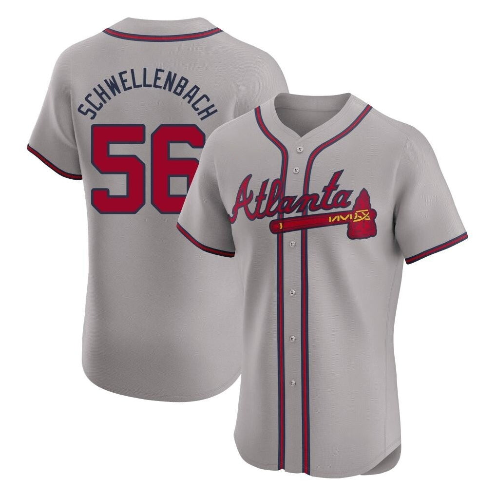 A.Braves #56 Spencer Schwellenbach Player Gray Limited Elite Home Game Edoa Stitched Jerseys