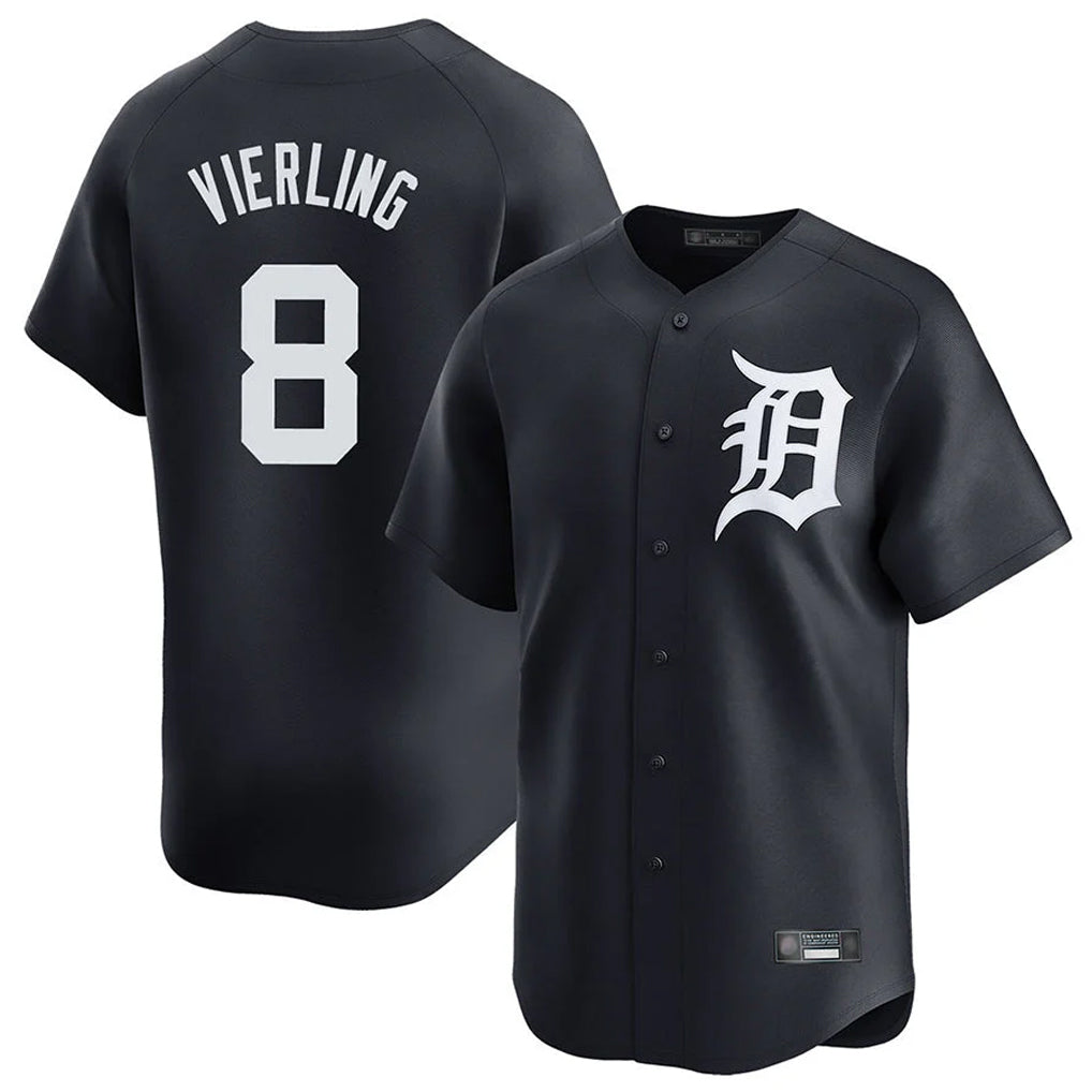 D.Tigers #8 Matt Vierling Player Navy Home Limited Game Edoa Stitched Jerseys
