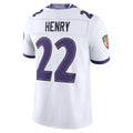 B.Ravens #22 Derrick Henry Player White Limited Elite Home Game Edoa Stitched Jerseys