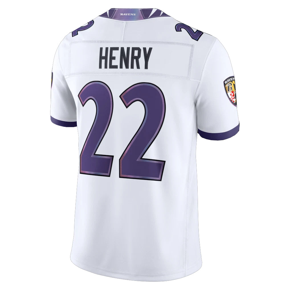 B.Ravens #22 Derrick Henry Player White Limited Elite Home Game Edoa Stitched Jerseys