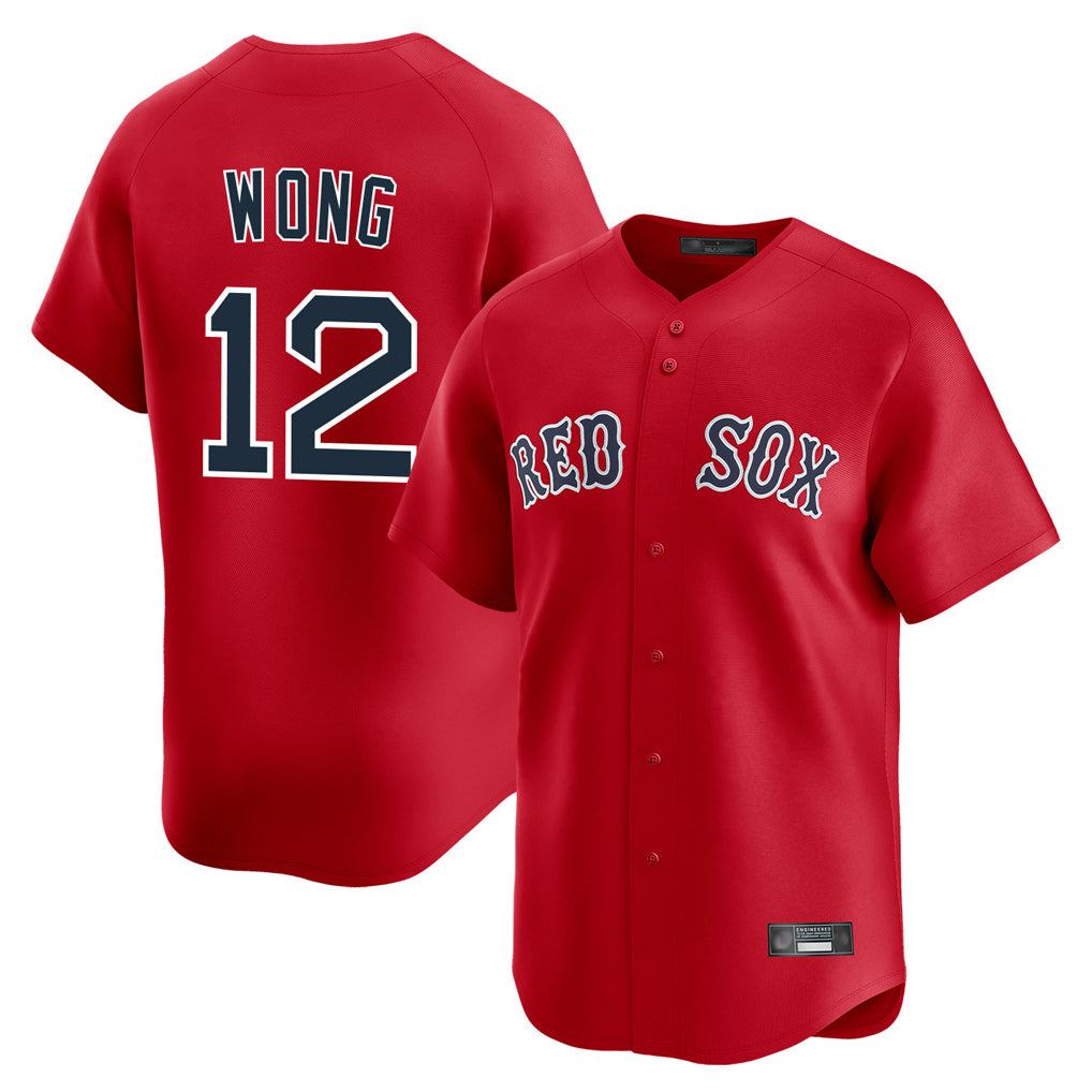 B.Red Sox #12 Connor Wong Player Red Limited Home Game Edoa Stitched Jerseys