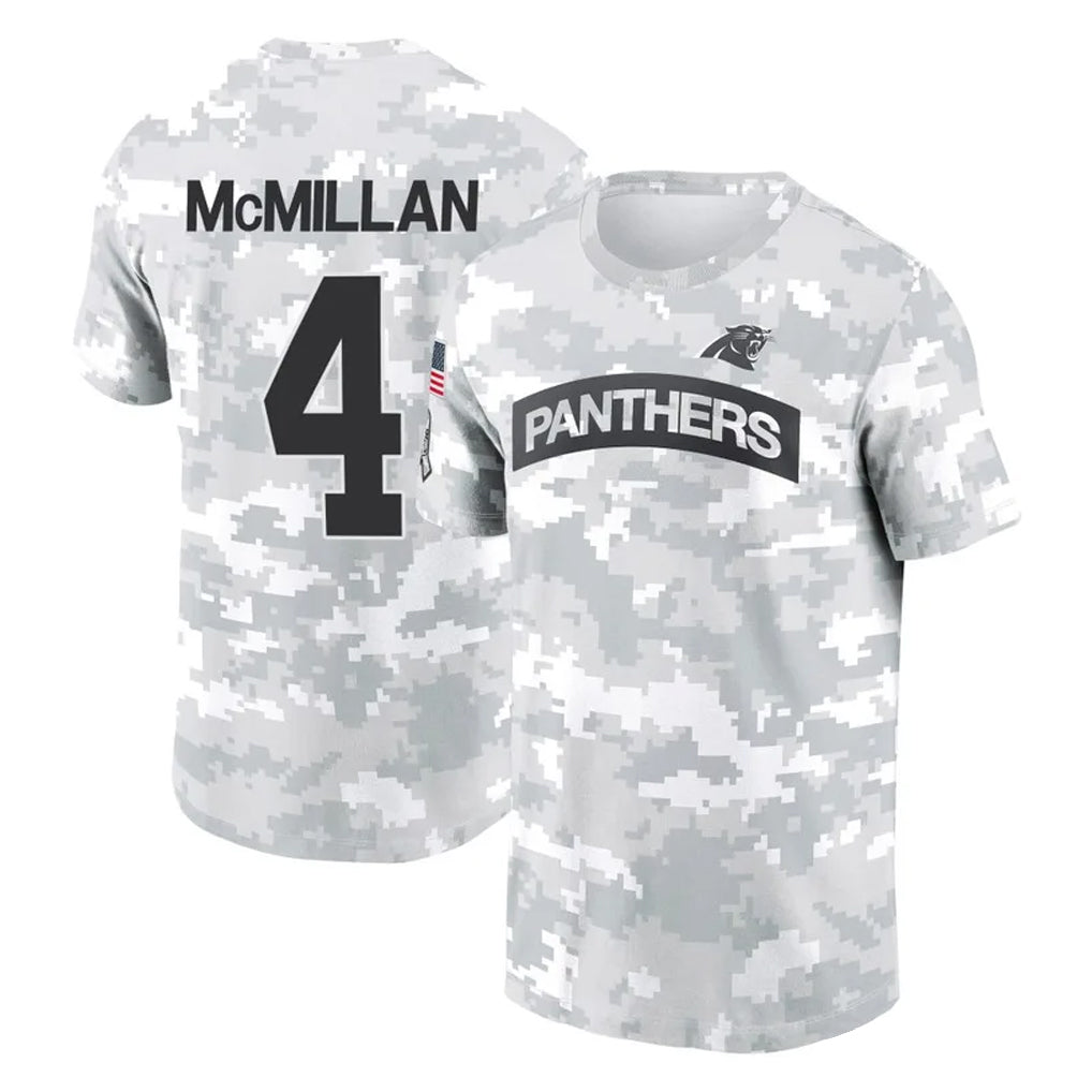 C.Panthers #4 Tetairoa McMillan Player Arctic Camo Salute to Service T-Shirt Hoodies Edoa Stitched Jerseys