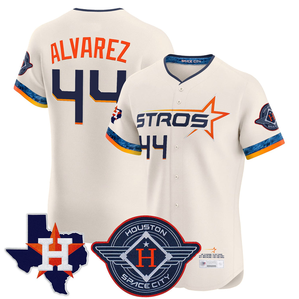 H.Astros #44 Yordan Alvarez Player Cream City Connect Texas Patch Vapor Premier Limited Elite Home Edoa Stitched Jerseys
