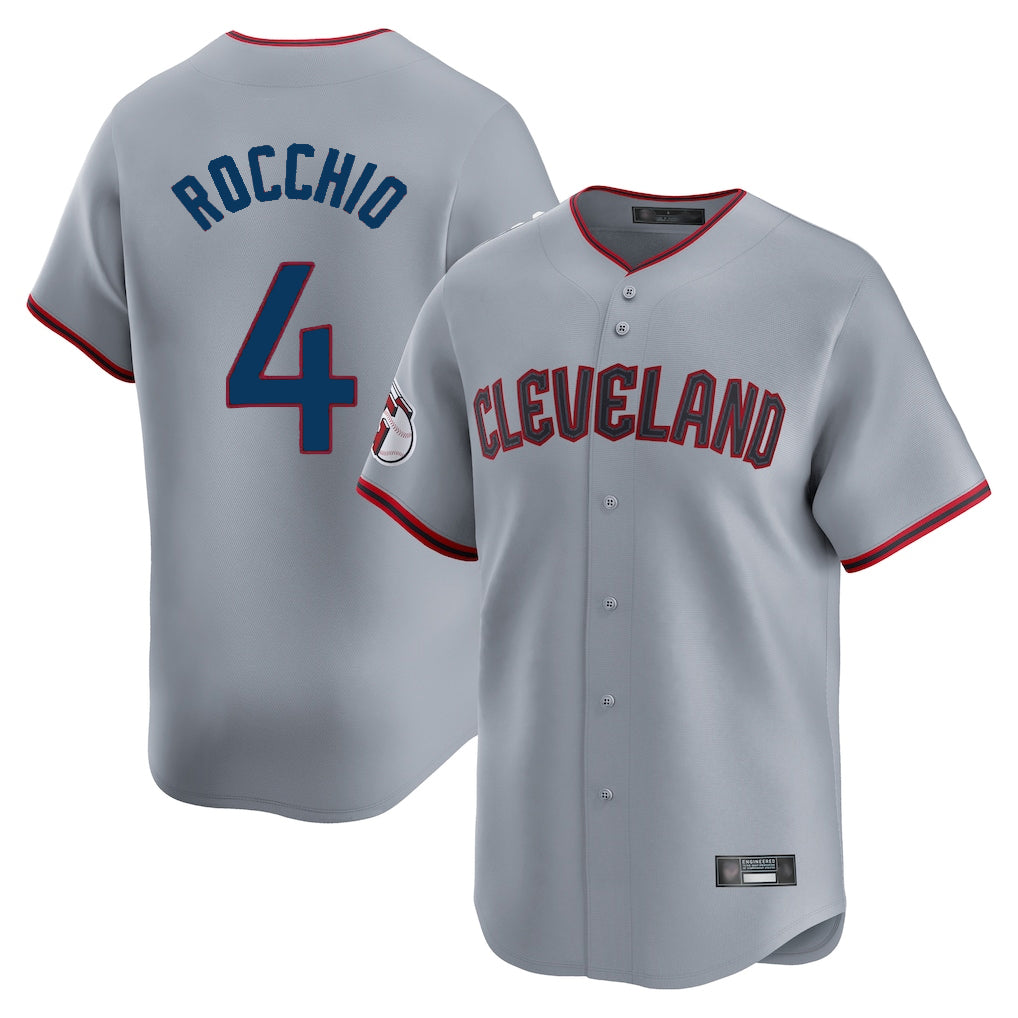 C.Guardians #4 Brayan Rocchio Player Gray Road Limited Home Game Edoa Stitched Jerseys