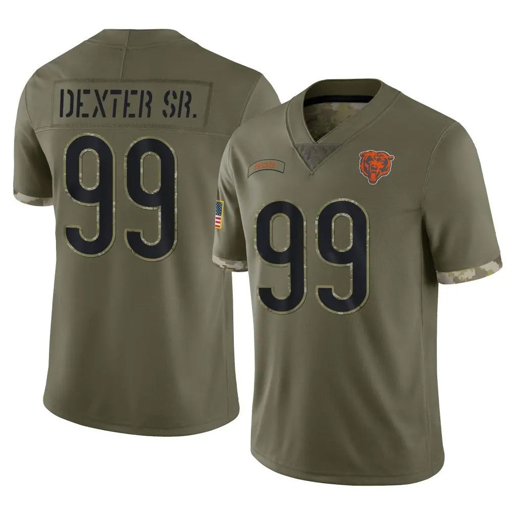 C.Bears #99 Gervon Dexter Sr. Player Olive Salute to Service Limited Game Edoa Stitched Jerseys