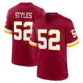 W.Commanders #52 Sonny Styles Player Burgundy Game Home Edoa Stitched Jerseys