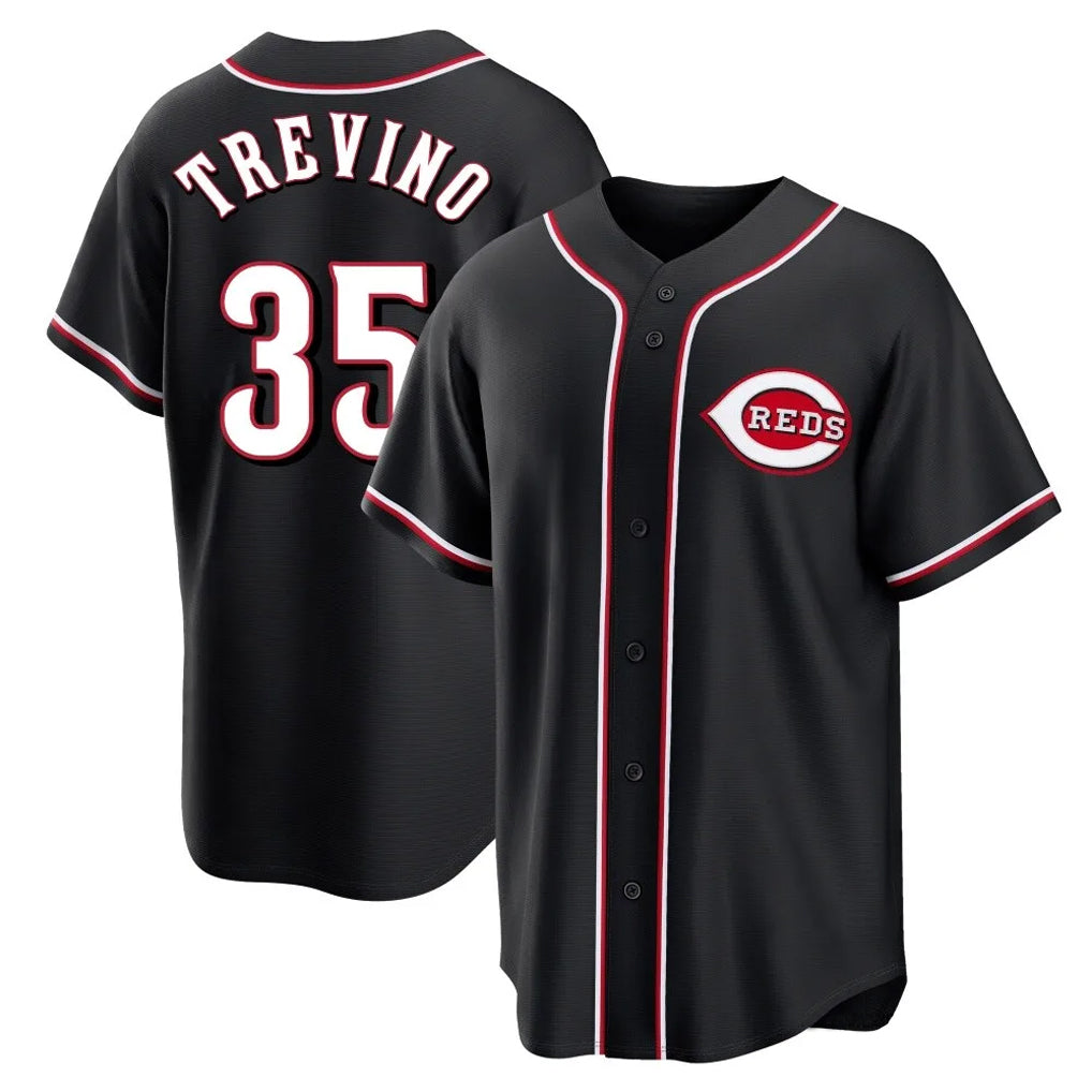 C.Reds #35 Jose Trevino Player Black Fashion Out Home Game Edoa Stitched Jerseys
