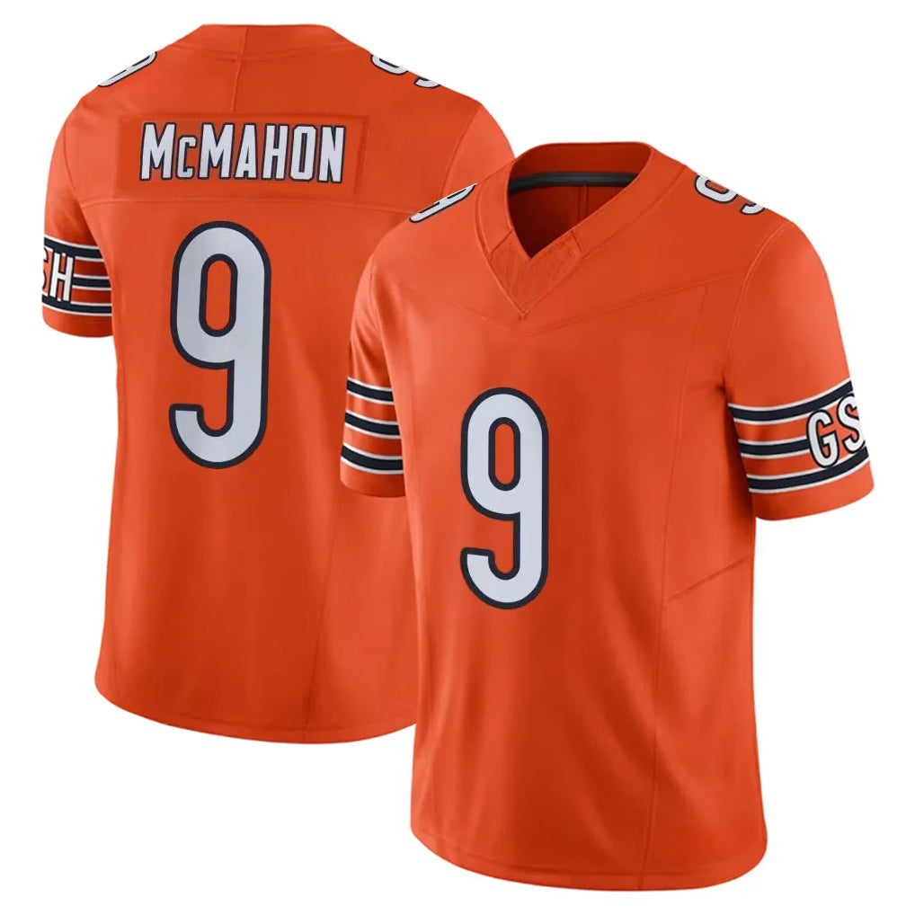 C.Bears #9 Jim McMahon Player Orange Vapor F.U.S.E. Limited Home Game Edoa Stitched Jerseys