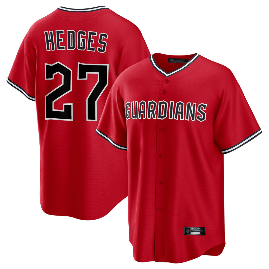 C.Guardians #27 Austin Hedges Player Red Home Game Edoa Stitched Jerseys