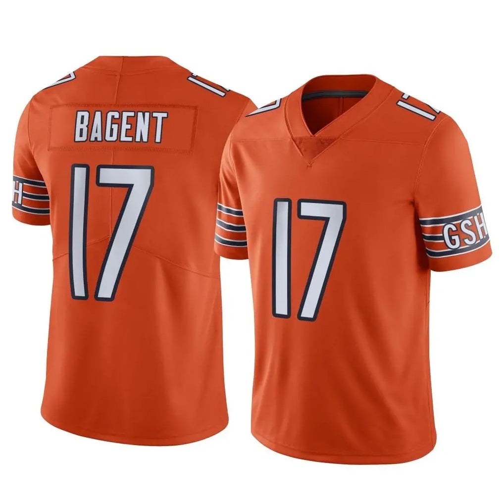 C.Bears #17 Tyson Bagent Player Orange Alternate Vapor Limited Home Game Edoa Stitched Jerseys