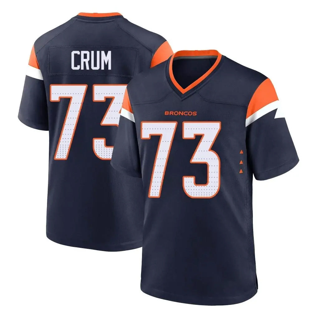 D.Broncos #73 Frank Crum Player Navy Home Game Edoa Stitched Jerseys