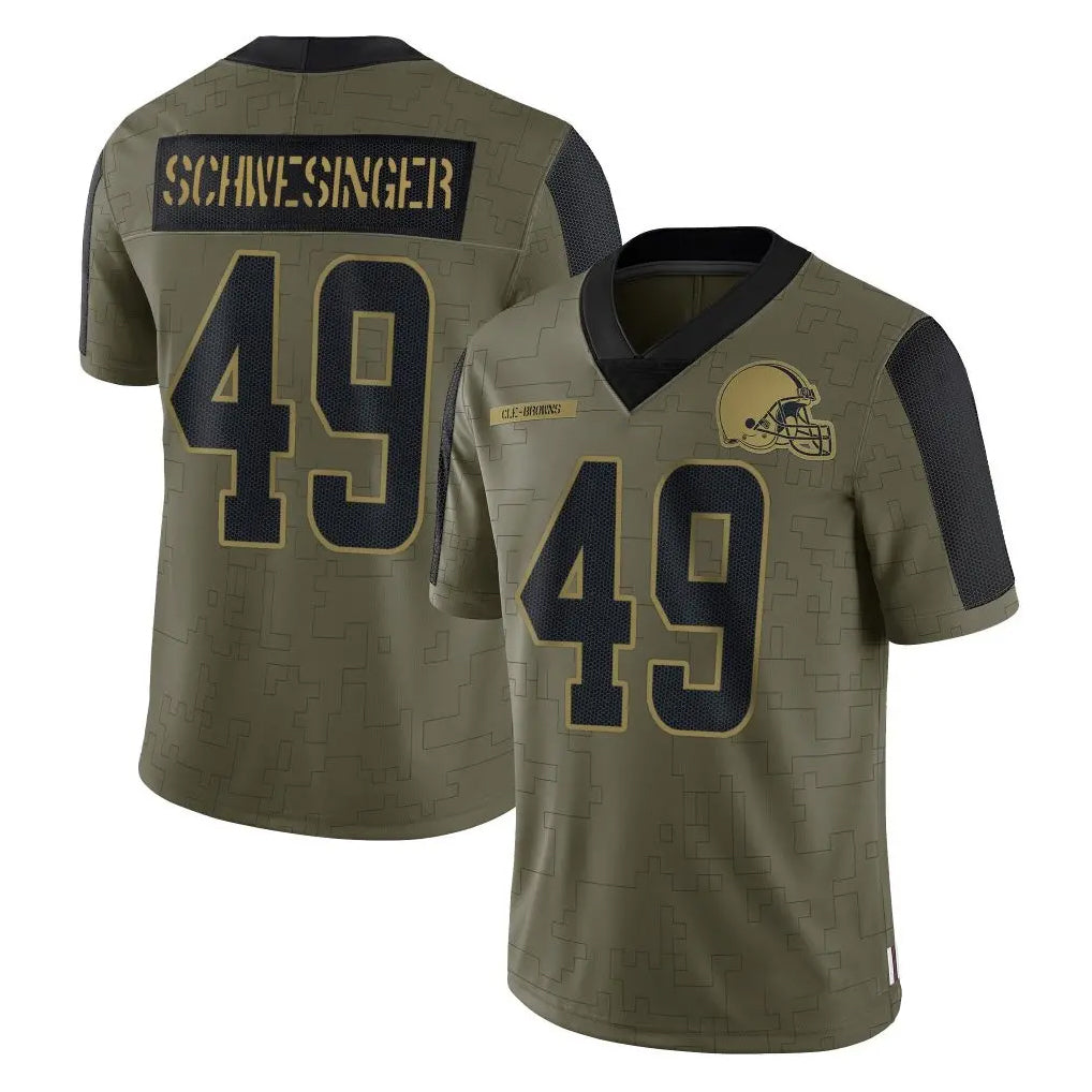 C.Browns #49 Carson Schwesinger Player Olive Salute to Service Limited Home Game Edoa Stitched Jerseys