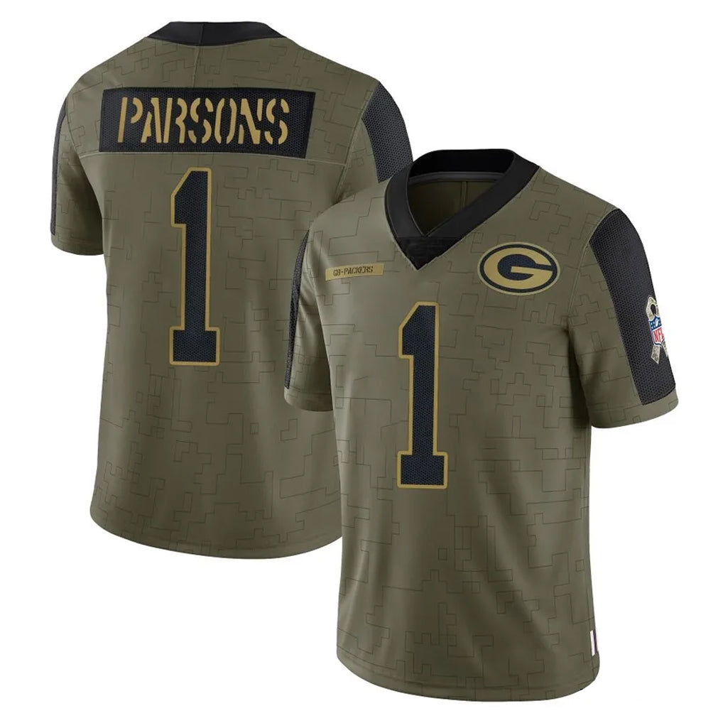 GB.Packers #1 Micah Parsons Player Olive Salute To Service Limited Game Edoa Stitched Jerseys