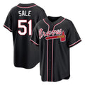 A.Braves #51 Chris Sale Player Black Fashion Out Game Edoa Stitched Jerseys