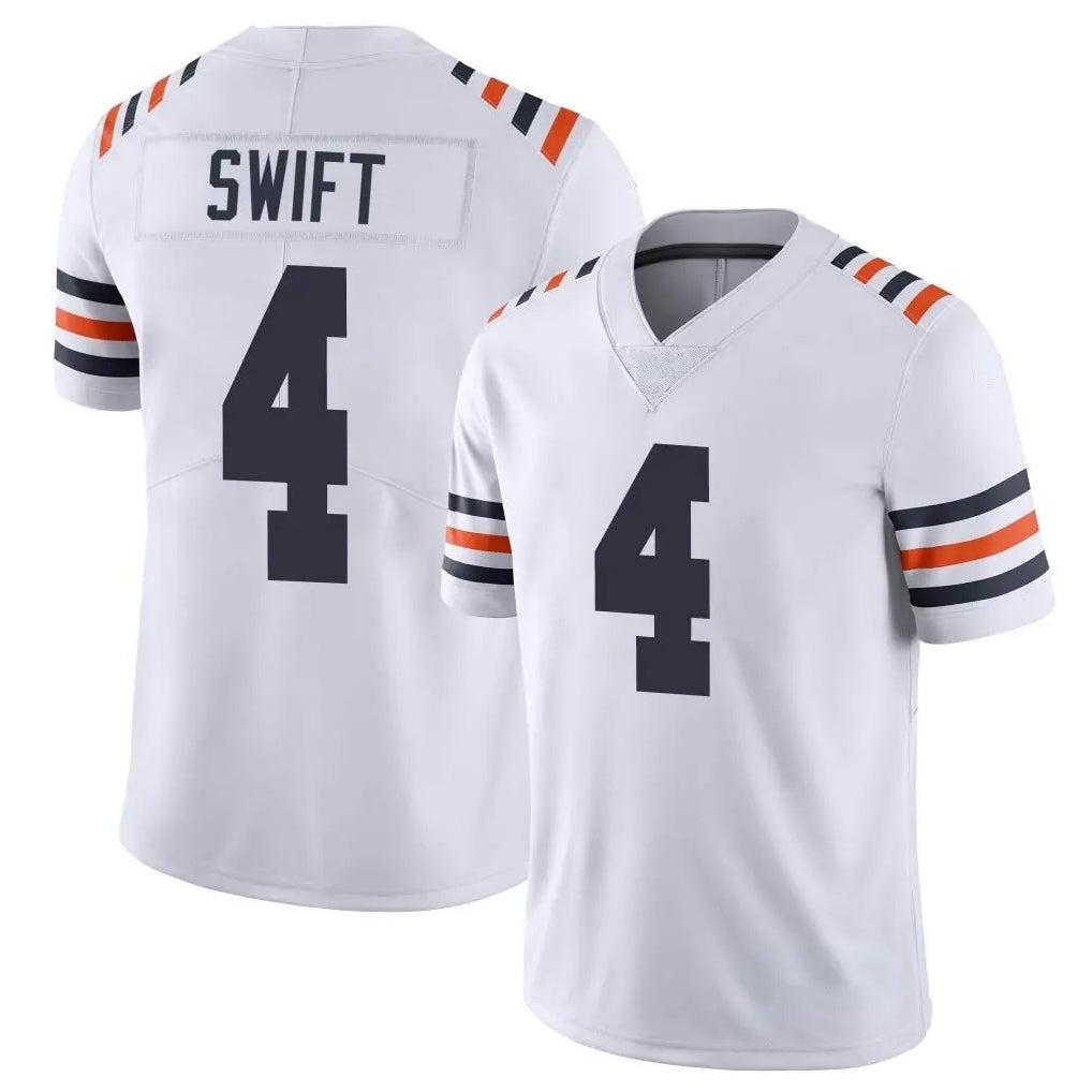 C.Bears #4 D'Andre Swift Player White Classic Vapor Limited Home Game Edoa Stitched Jerseys