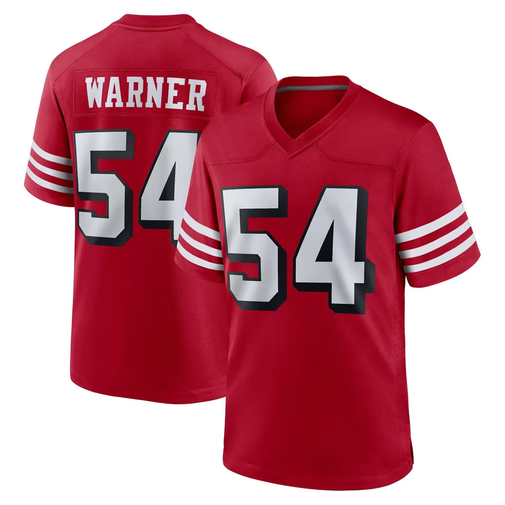 SF.49ers #54 Fred Warner Player Red Limited Alternate Home Game Edoa Stitched Jerseys