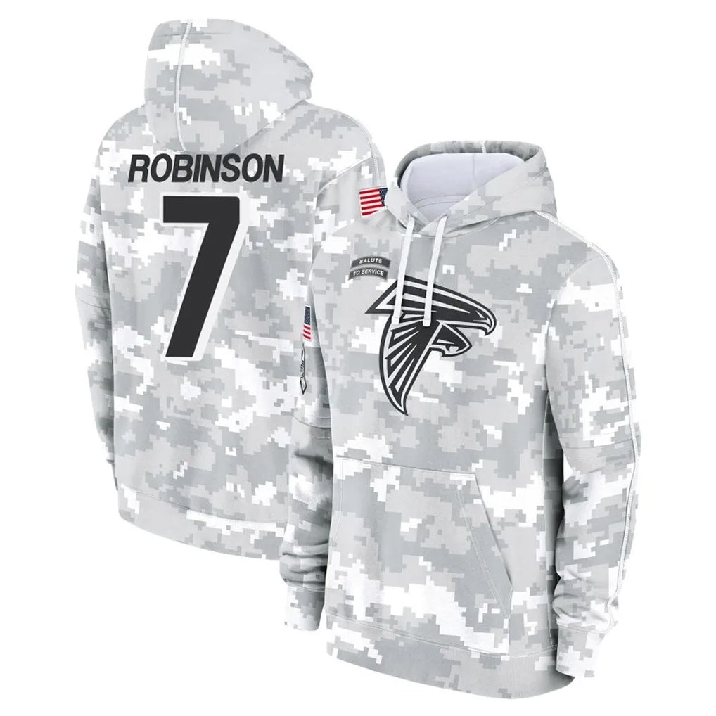 A.Falcons #7 Bijan Robinson Player Camo Arctic Salute to Service Hoodies Limited Edoa Stitched Jerseys