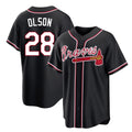 A.Braves #28 Matt Olson Player Black Fashion Out Game Edoa Stitched Jerseys