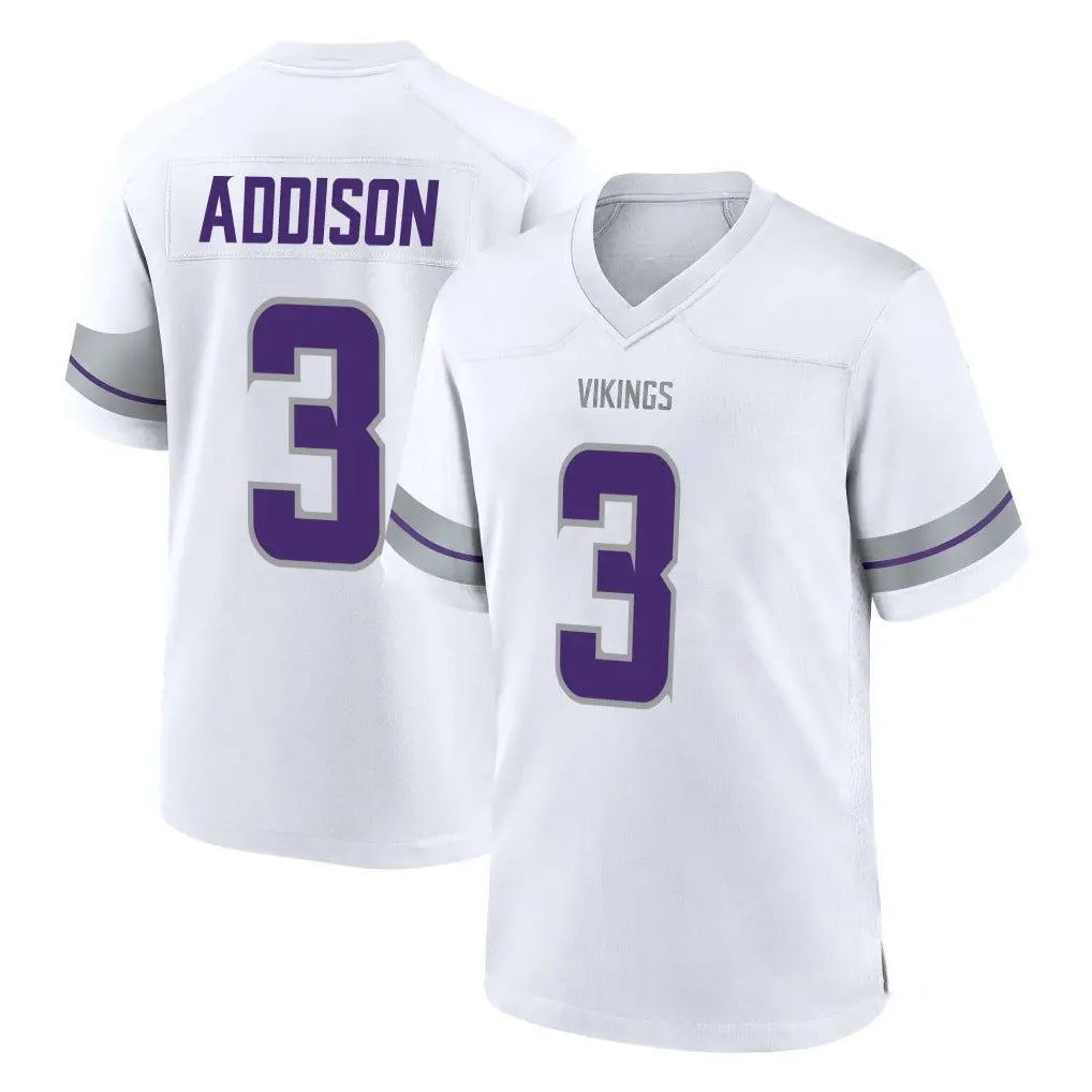 M.Vikings #3 Jordan Addison Player White Alternate Home Game Edoa Stitched Jerseys