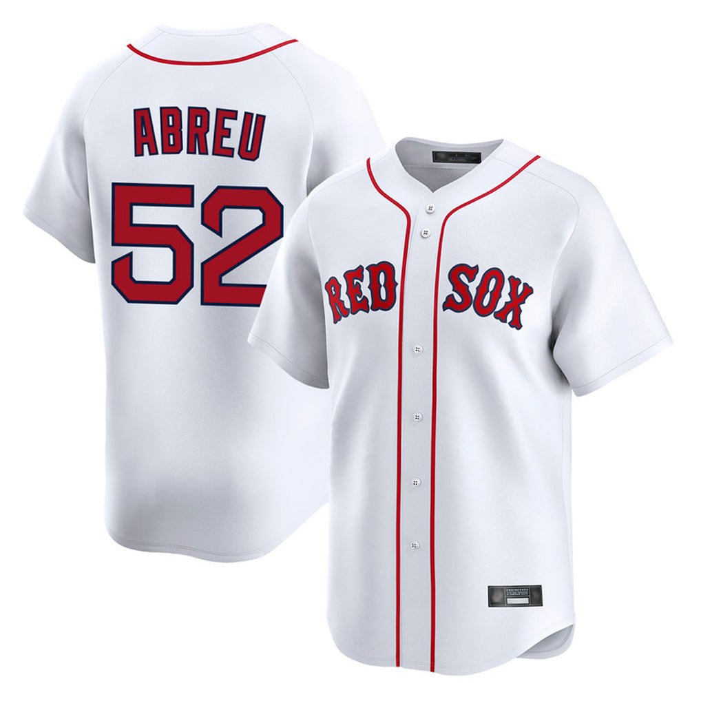 B.Red Sox #52 Wilyer Abreu Player White Limited Home Game Edoa Stitched Jerseys