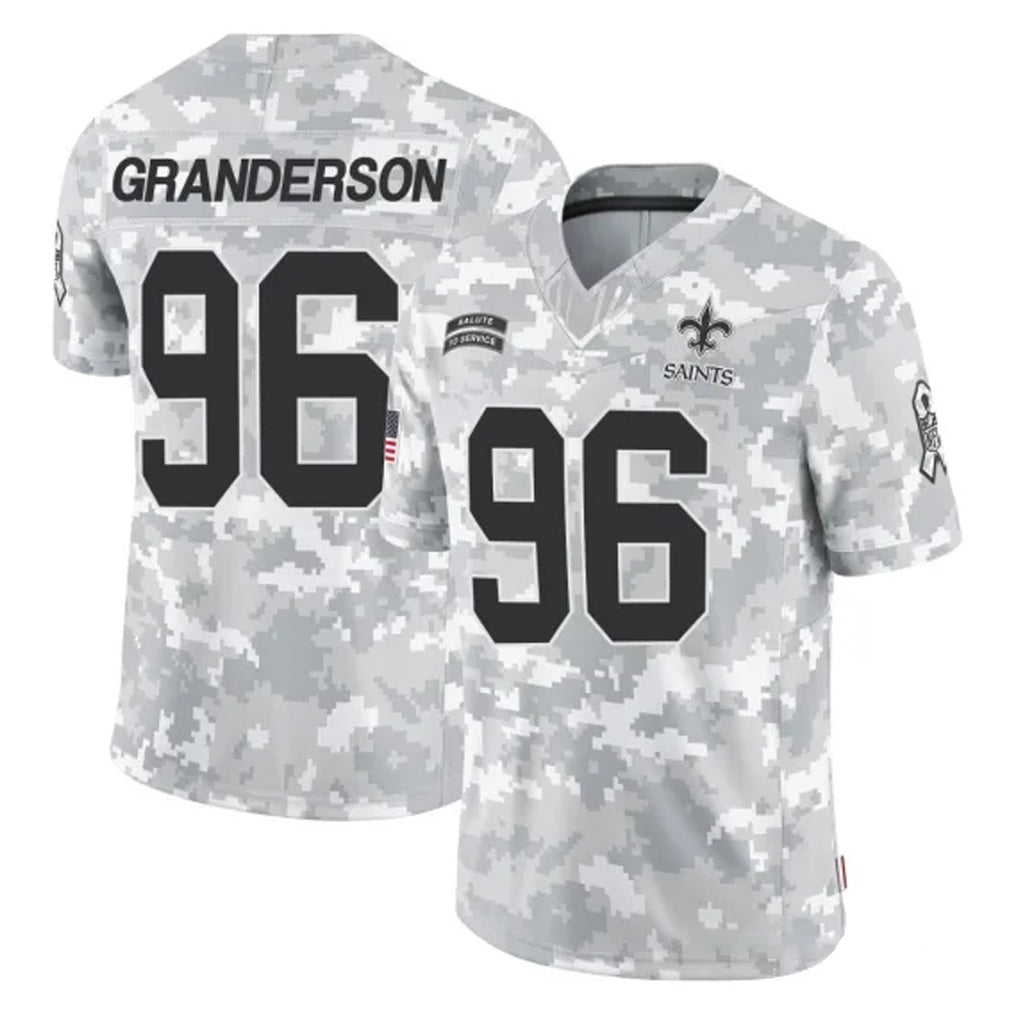 NO.Saints #96 Carl Granderson Player Arctic Camo Salute To Service Limited Game Edoa Stitched Jerseys