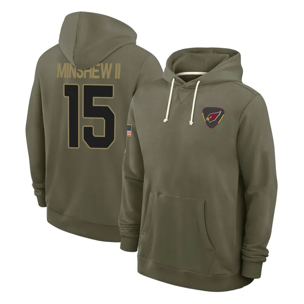 A.Cardinals #15 Gardner Minshew II Player Olive Salute to Service Pullover Hoodies Limited Edoa Stitched Jerseys