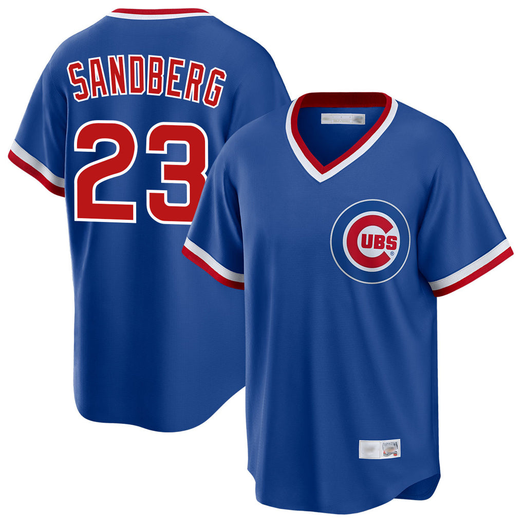 C.Cubs #23 Ryne Sandberg Player Royal T-shirt Cooperstown Collection Limited Edoa Stitched Jerseys