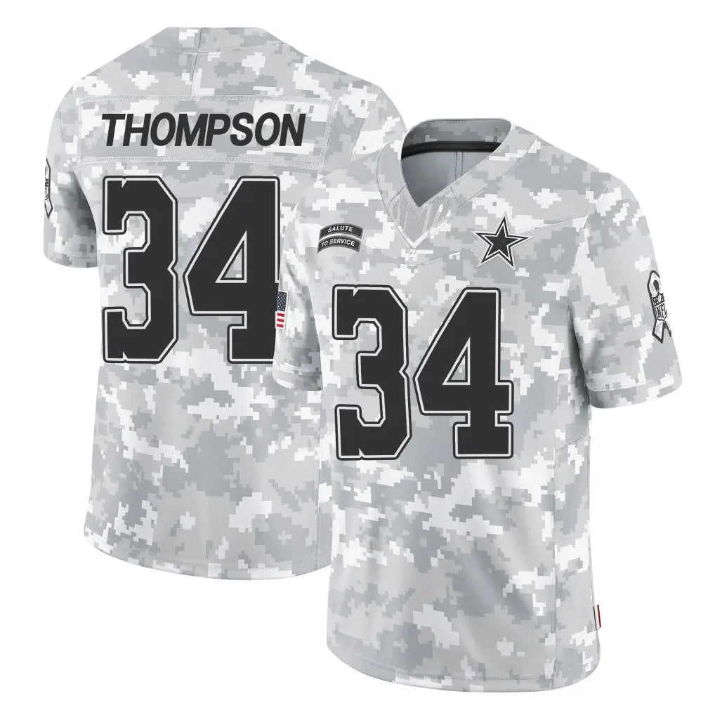D.Cowboys #34 Jalen Thompson Player Arctic Camo Salute to Service Limited Home Game Edoa Stitched Jerseys