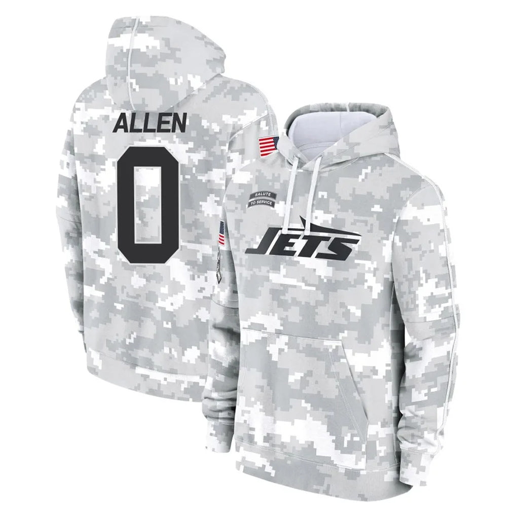 NY.Jets #0 Braelon Allen Player Arctic Camo Salute to Service Pullover Hoodies Limited Game Edoa Stitched Jerseys