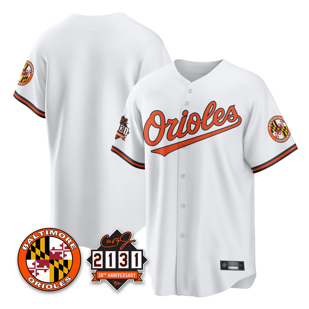 B.Orioles ## Orioles Blank Player White 30th Anniversary of 2131 Home Game Edoa Stitched Jerseys