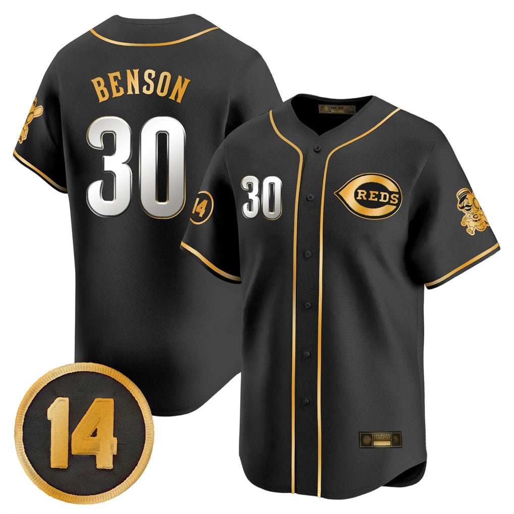 C.Reds #30 Ken Griffey Player Black-Gold Vapor Premier Limited Home Edoa Stitched Jerseys