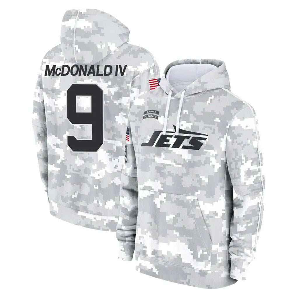 NY.Jets #9 Will McDonald IV Player Arctic Camo Salute to Service Pullover Hoodies Limited Game Edoa Stitched Jerseys