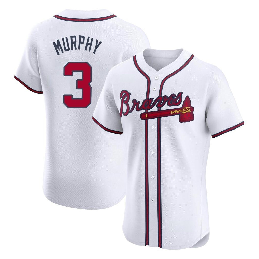 A.Braves #3 Dale Murphy Player White Limited Elite Home Game Edoa Stitched Jerseys