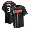 B.Orioles #3 Taylor Ward Player Black Out Home Game Edoa Stitched Jerseys