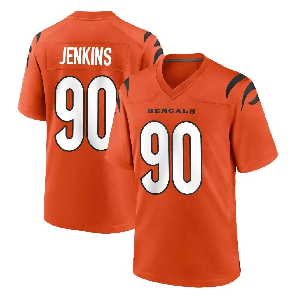 C.Bengals #90 Kris Jenkins Jr Player Orange Home Game Edoa Stitched Jerseys