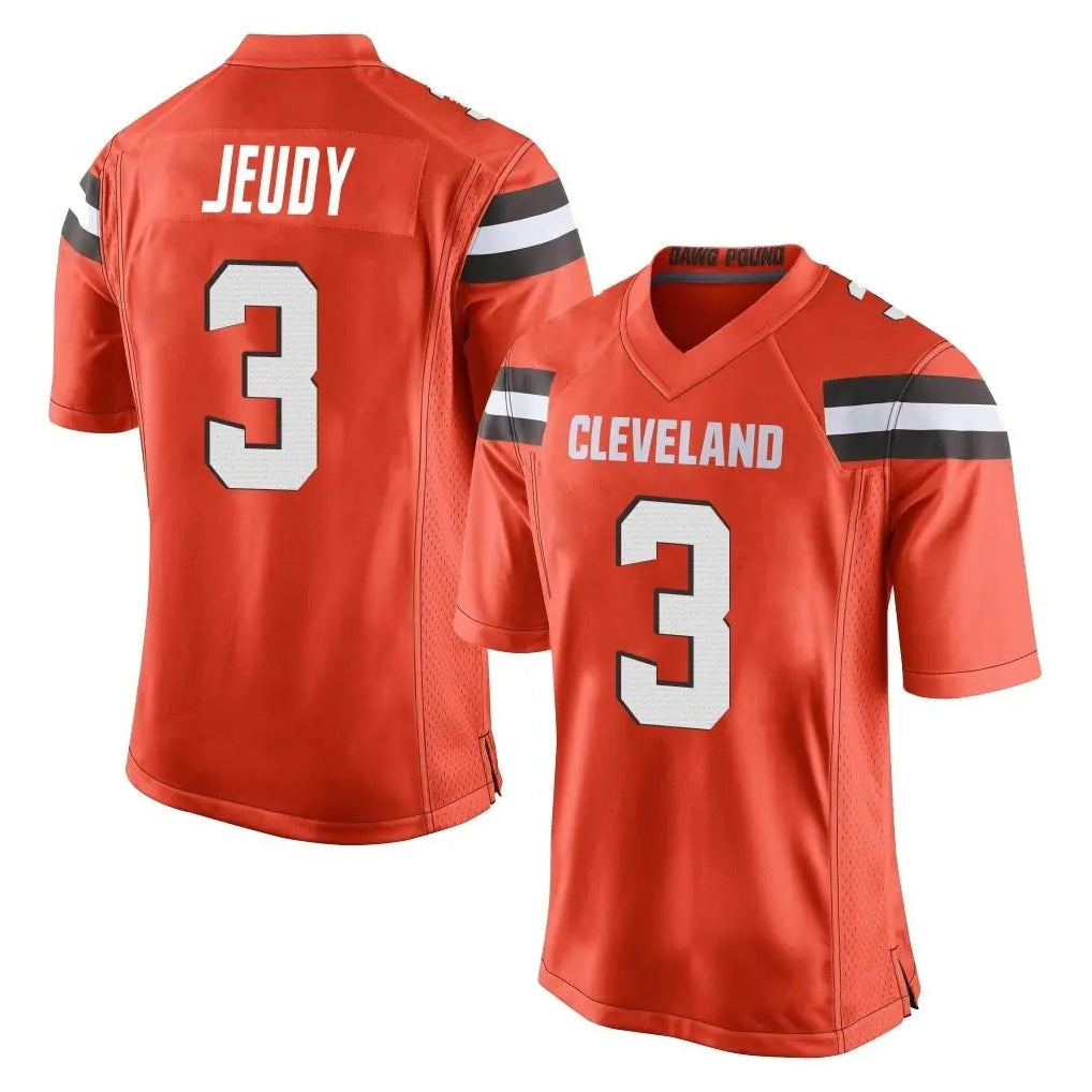 C.Browns #3 Jerry Jeudy Player Orange Home Game Edoa Stitched Jerseys