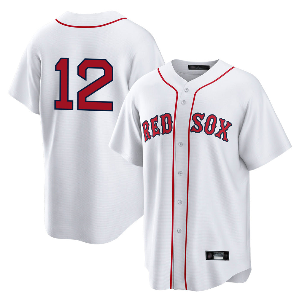 B.Red Sox #12 Connor Wong Player White Home Game Edoa Stitched Jerseys