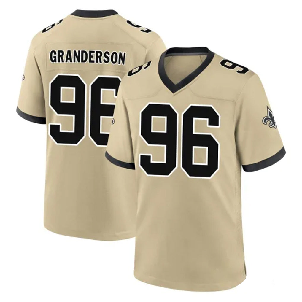 NO.Saints #96 Carl Granderson Player Gold Home Game Edoa Stitched Jerseys
