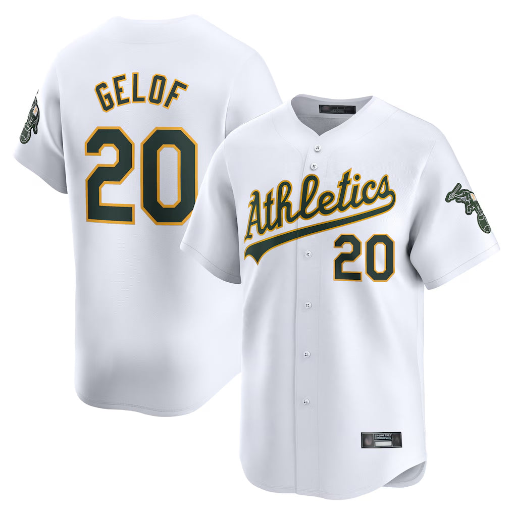 Athletics #20 Zack Gelof Player White Limited Home Game Edoa Stitched Jerseys