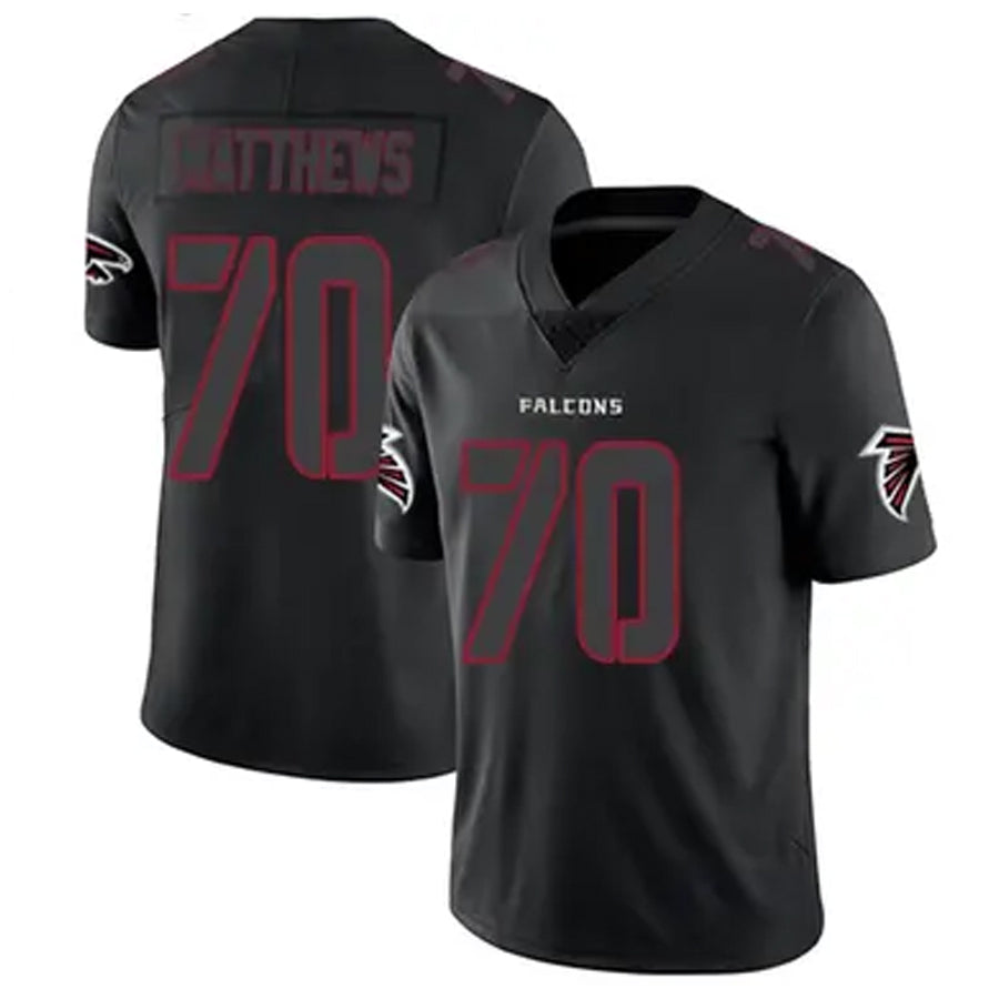 A.Falcons #70 Jake Matthews Player Black Limited Elite Game Edoa Stitched Jerseys