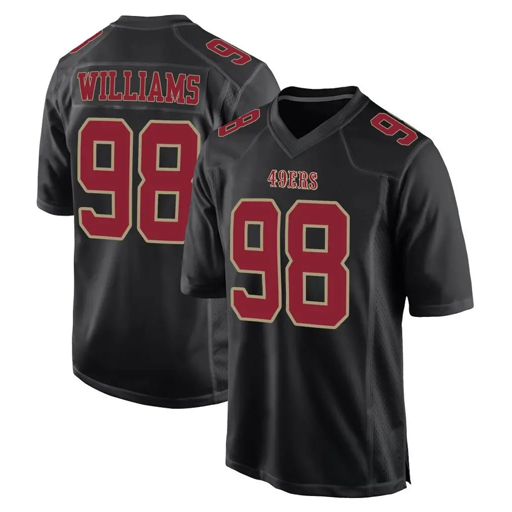 SF.49ers #98 Mykel Williams Player Black Fashion Home Game Edoa Stitched Jerseys