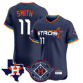 H.Astros #11 Cam Smith Player Navy City Connect Texas Patch Vapor Premier Limited Elite Home Edoa Stitched Jerseys